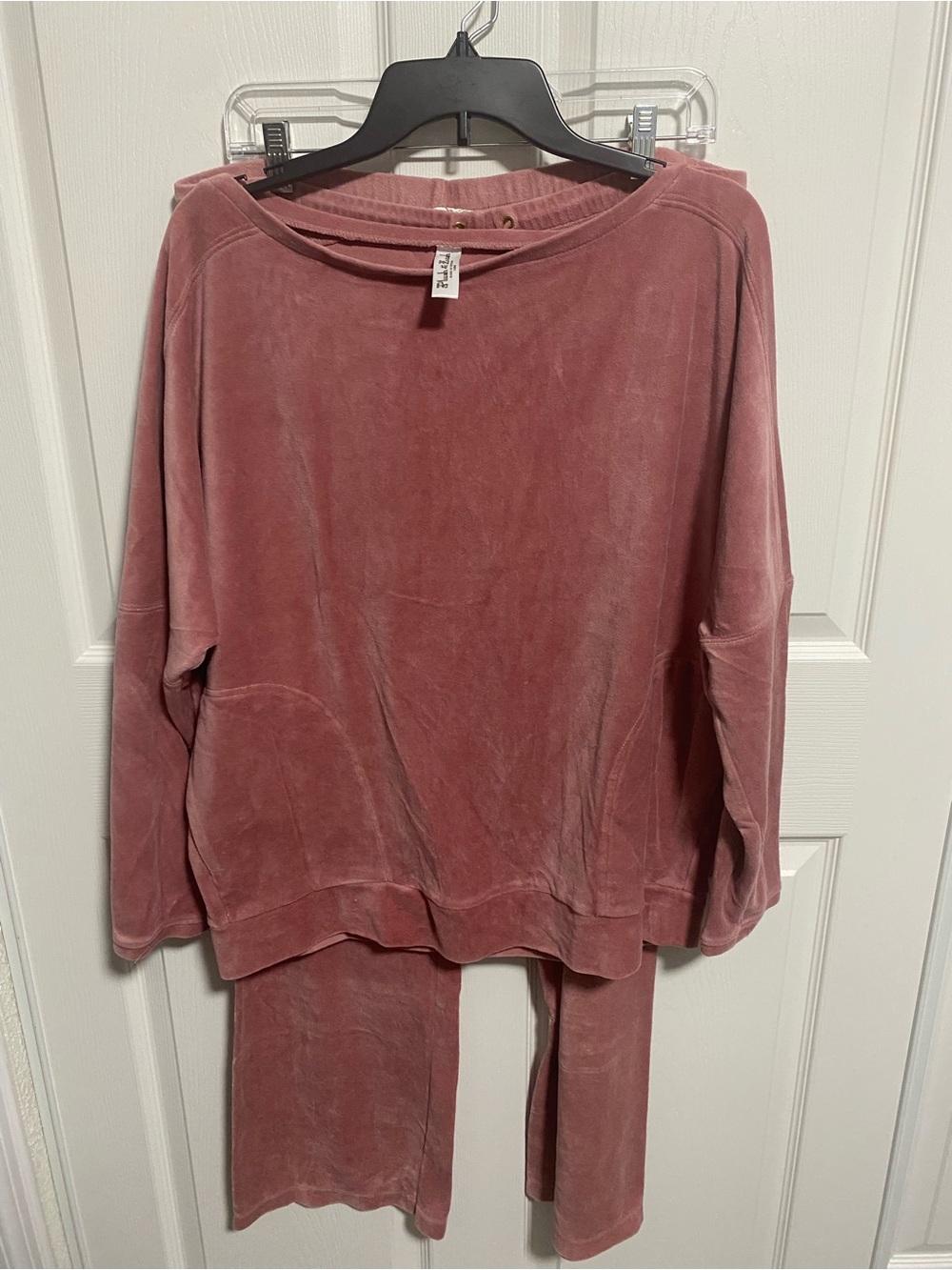 YTK Plush and Lush Victoria Secret Velour Dusty Rose Pullover Top&Pant Set